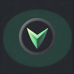 Craft a distinct gaming logo featuring a 3D, radiant green 'V' encased in a painted circle, standing out against a striking black backdrop.