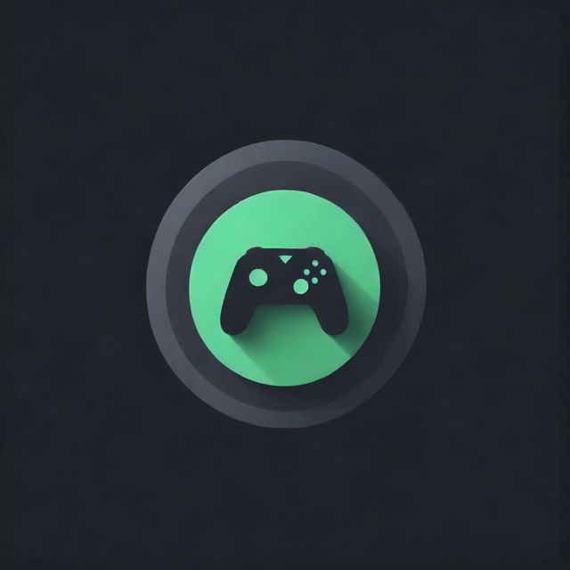 Craft a distinct gaming logo featuring a 3D, radiant green 'V' encased in a painted circle, standing out against a striking black backdrop.