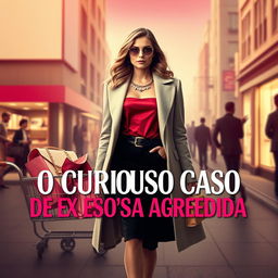 Um banner de cinema chamativo com o título do filme "O Curioso Caso da Ex Esposa Agredida" em destaque