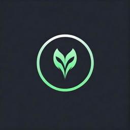 Design a captivating gaming logo, with a 3D, luminous green 'V' set inside a painted circle, contrasting against a deep black background.