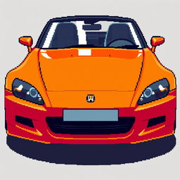 A pixel art representation of a Honda S2000, showcasing its distinctive design features such as the sleek long hood, sporty front grille, and stylish rear