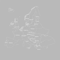 Um mapa mental simples e textual da Europa, apresentando apenas os nomes dos países em português, organizados de maneira clara e concisa