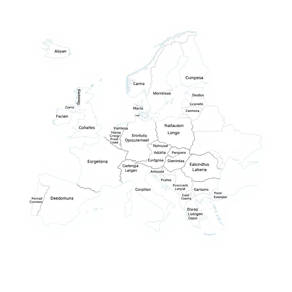 Um mapa mental simples e textual da Europa, apresentando apenas os nomes dos países em português, organizados de maneira clara e concisa