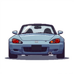 A pixel art depiction of a Honda S2000, emphasizing its iconic features such as the elongated front hood, sleek silhouette, and distinctive rear taillights