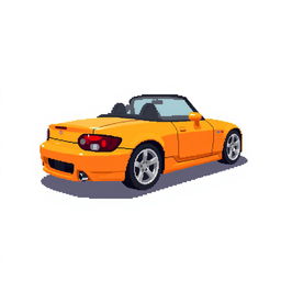 A pixel art illustration of a Honda S2000 viewed from a side angle, capturing its iconic features such as the long hood, sleek profile, and sporty rear