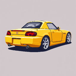 A pixel art illustration of a Honda S2000 viewed from a side angle, capturing its iconic features such as the long hood, sleek profile, and sporty rear