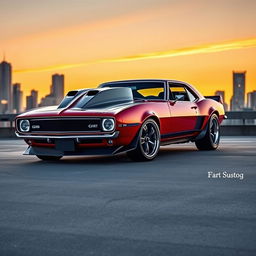 A 1968 Chevrolet Camaro RS redesigned as an exotic supercar, featuring a sleek, futuristic custom hood that merges avant-garde elements reminiscent of modern BMW designs