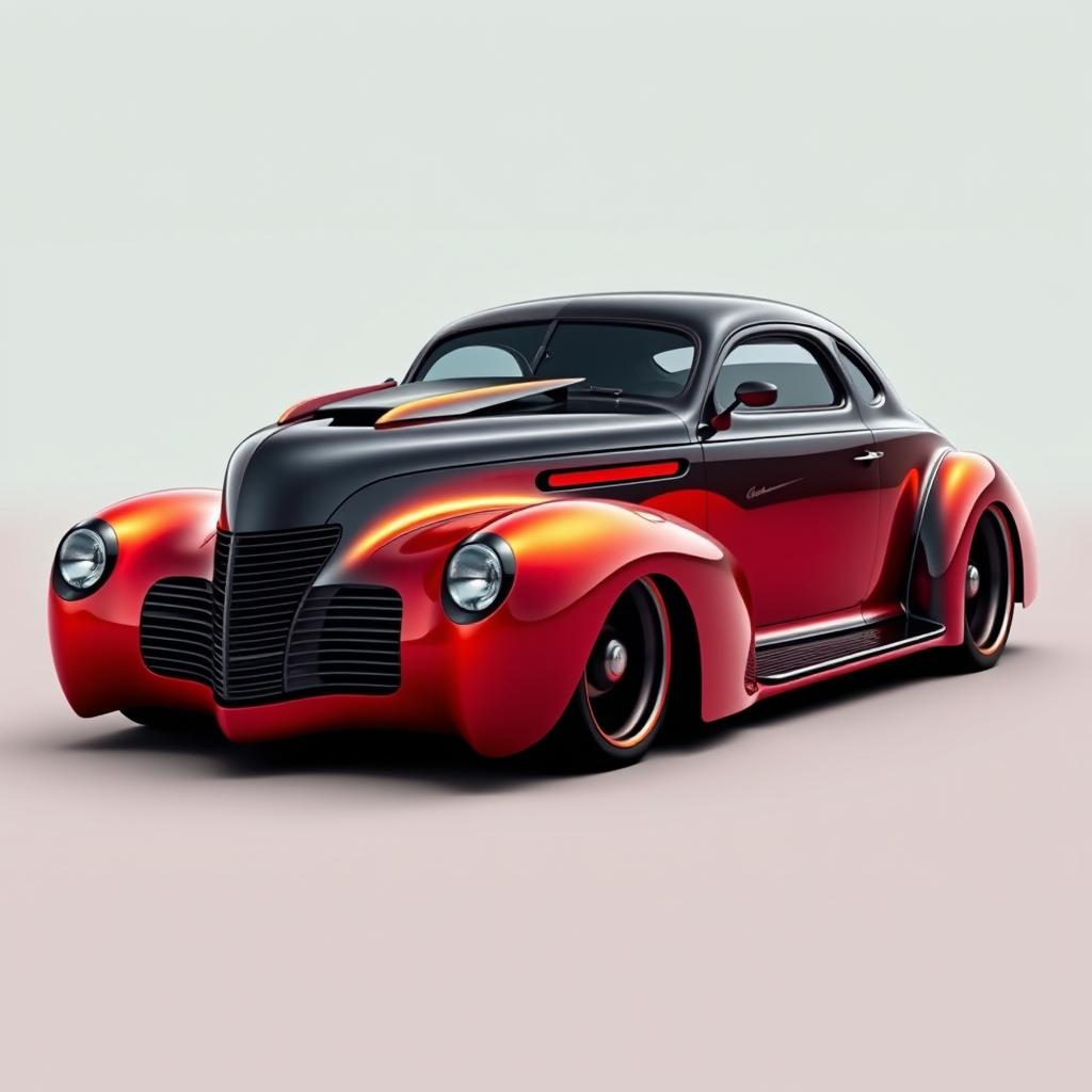 A striking 1939 Chevrolet Coupe, beautifully reimagined in the style of Carmstyledesign, featuring an eye-catching custom hood