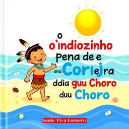 A colorful children's book cover titled 'O Índiozinho Pena de Coruja na Terra da Pedra que Chora' by Saulo Piva Romero