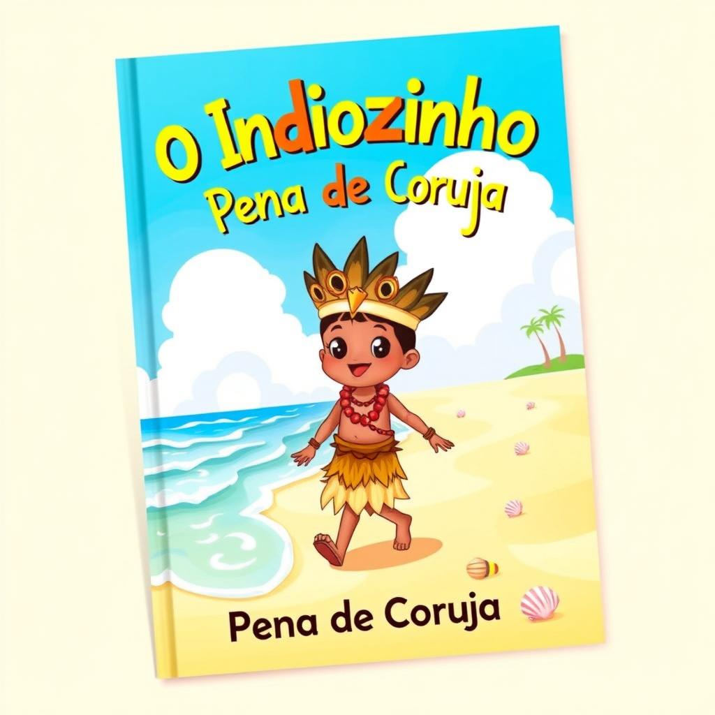 A colorful and whimsical children's book cover for 'O Indiozinho Pena de Coruja'