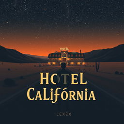 A captivating eBook cover illustration inspired by the essence of the story 'Hotel California'