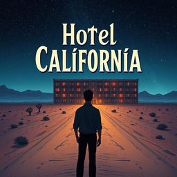 A captivating eBook cover illustration inspired by the essence of the story 'Hotel California'