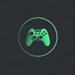 Create a striking gaming logo with a 3D, vibrant green 'V' enclosed in a painted circle, contrasted against a deep black background.