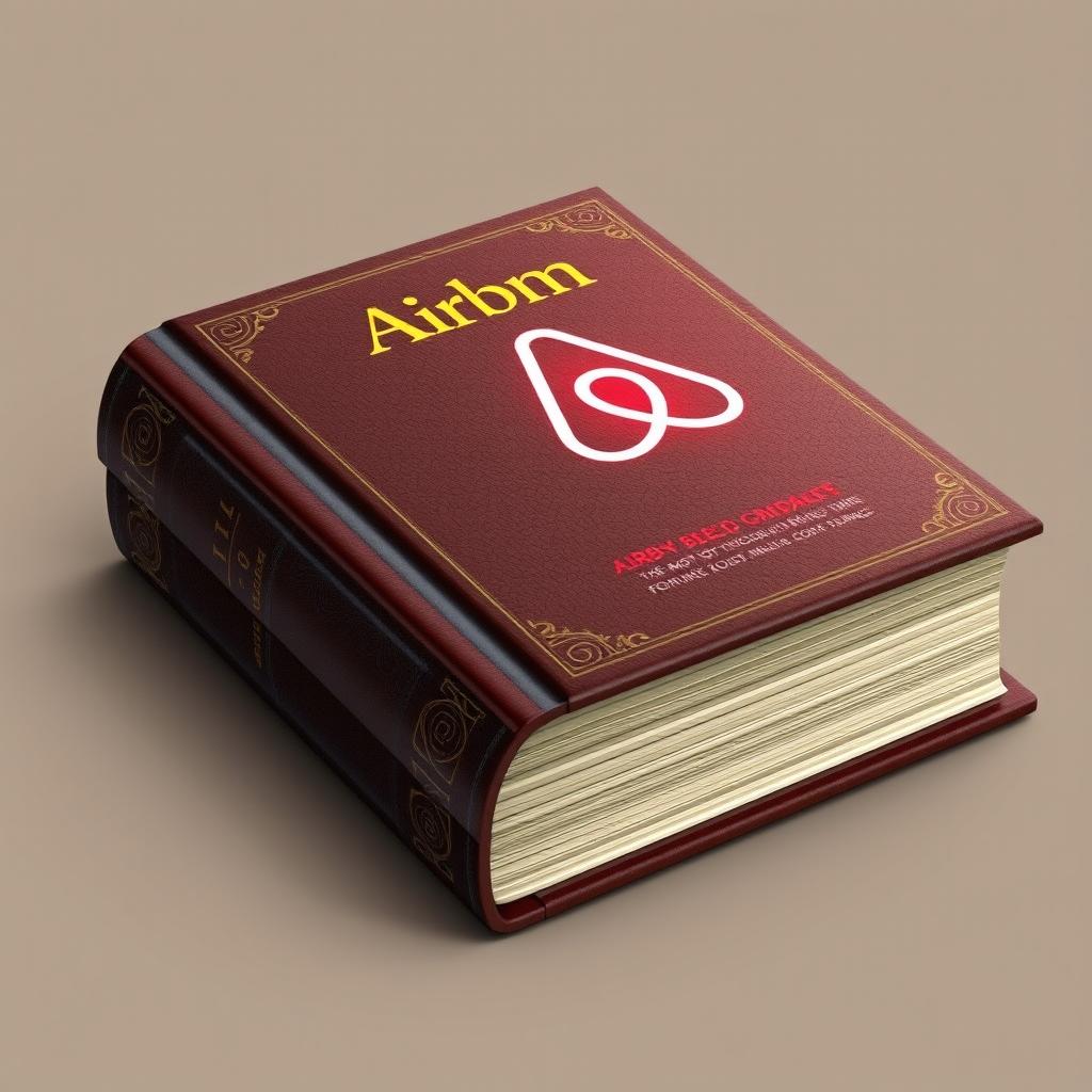 An encyclopedic book titled 'AirBnBible: The most thorough guide for hosts new to pro', designed to resemble a traditional Bible with the Airbnb logo prominently displayed on the cover