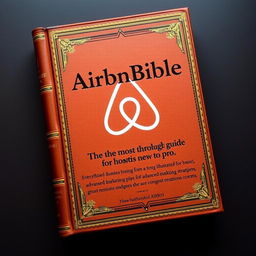 An encyclopedic book titled 'AirBnBible: The most thorough guide for hosts new to pro', uniquely designed to resemble a traditional Bible