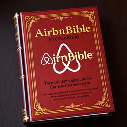 An encyclopedic book titled 'AirBnBible: The most thorough guide for hosts new to pro', uniquely designed to resemble a traditional Bible