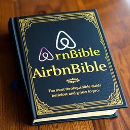 An encyclopedic book titled 'AirBnBible: The most thorough guide for hosts new to pro', uniquely designed to resemble a traditional Bible