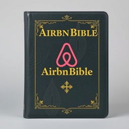 A front-on shot of a book cover titled 'AirBnBible: The most thorough guide for hosts new to pro', designed to mimic a classic Bible