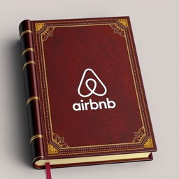 A striking book cover designed to resemble a classic Bible, prominently featuring the Airbnb logo at the center