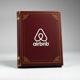 A striking book cover designed to resemble a classic Bible, prominently featuring the Airbnb logo at the center