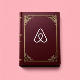 A striking book cover designed to resemble a classic Bible, prominently featuring the Airbnb logo at the center