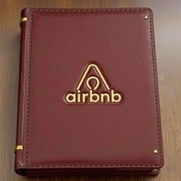 A book cover designed to resemble a classic Bible, featuring the Airbnb logo embossed prominently on the front