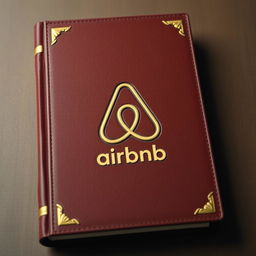 A book cover designed to resemble a classic Bible, featuring the Airbnb logo embossed prominently on the front