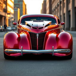 A stunning 1936 Chevrolet Coupe reimagined with a custom hood, combining the classic curves and chrome details of the original design with futuristic elements inspired by avant-garde BMW supercars