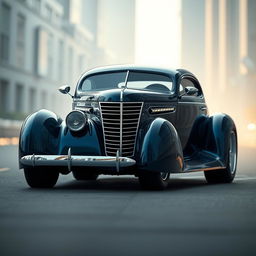 A stunning fusion of a classic 1936 Chevrolet Coupe and a futuristic BMW supercar, showcasing the elegant curves of the vintage coupe blended with the sleek, avant-garde design elements of a modern exotic car