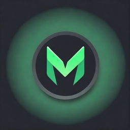 Create a striking gaming logo, displaying a 3D vibrant green 'V' encased in a painted circle, contrasted against a bold black background.