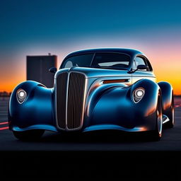 A stunning fusion car design that combines a 1936 Chevrolet Coupe widebody with elements of a futuristic BMW avant-garde supercar