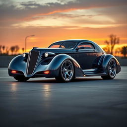 A stunning fusion car design that combines a 1936 Chevrolet Coupe widebody with elements of a futuristic BMW avant-garde supercar