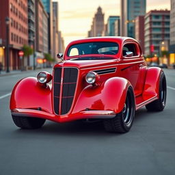 A striking widebody 1936 Chevrolet Coupe, featuring big, tall tires that give it an imposing presence