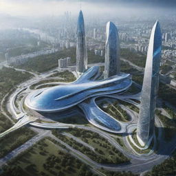 The most advanced country in the year 2072, showcasing futuristic architecture, progressive infrastructure, and cutting-edge technology