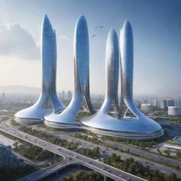 The most advanced country in the year 2072, showcasing futuristic architecture, progressive infrastructure, and cutting-edge technology