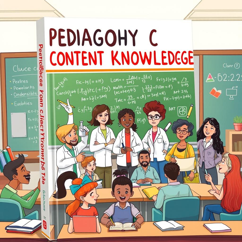 An engaging and colorful illustration for a book cover on 'Pedagogical Content Knowledge'