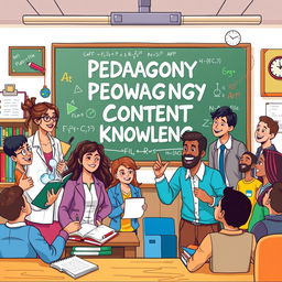 An engaging and colorful illustration for a book cover on 'Pedagogical Content Knowledge'