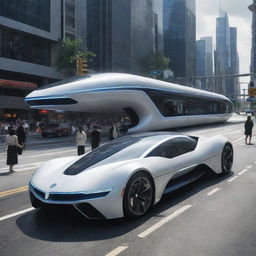 The most commonly used mode of transportation in the year 2122, emphasizing futuristic design, singular traffic patterns, and innovative technology