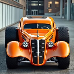 An impressive widebody style hotrod based on a 1936 Chevrolet Coupe, featuring big, tall tires that enhance its formidable stance