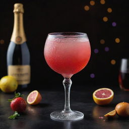 The most enchanting drink, glistening under the light with enticing colors and a tantalizing display of bubbles and ingredients