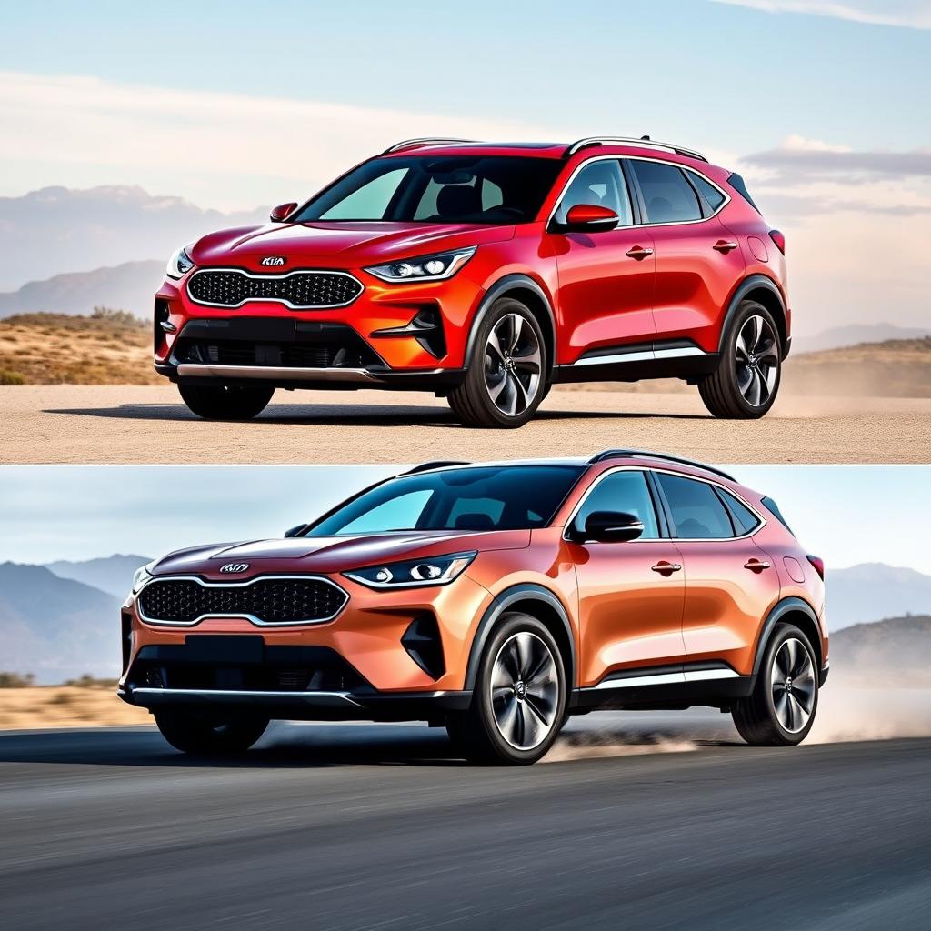 A high-quality sports SUV with a sleek and modern design, inspired by the aesthetics of a Kia