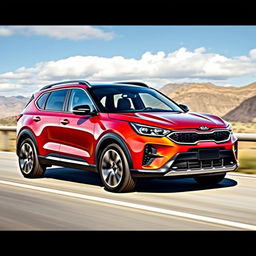 A high-quality sports SUV with a sleek and modern design, inspired by the aesthetics of a Kia