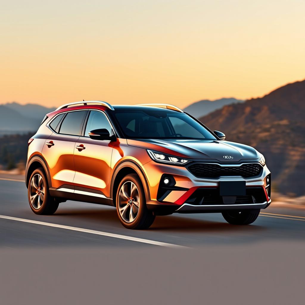 A high-quality sports SUV with a sleek and modern design, inspired by the aesthetics of a Kia