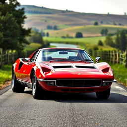 A high-quality classic sports car featuring a boxy design, characterized by bold lines and a robust silhouette