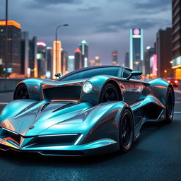 A high-quality classic sports car, featuring bold lines and curves combined with a futuristic cyber truck design