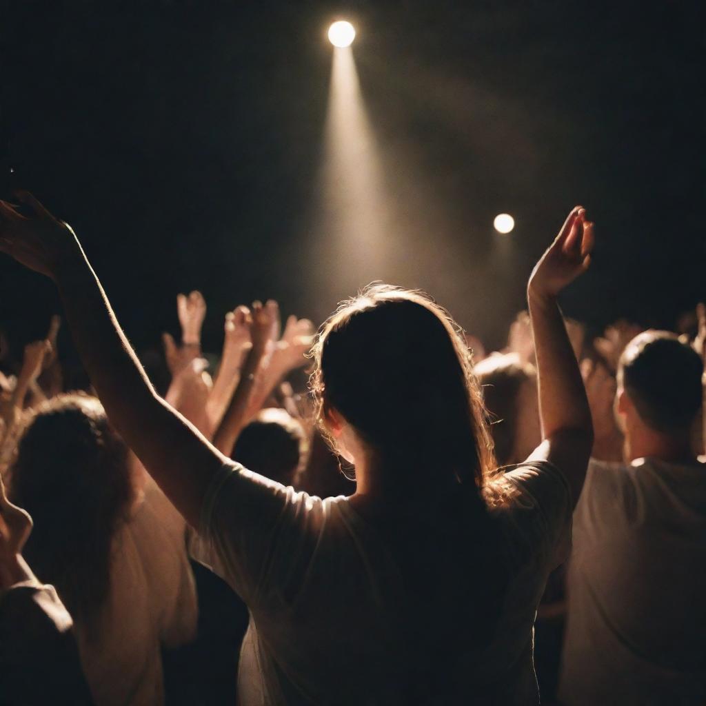 Depiction of the best activities during a concert: immersing in the music, cheering for the artist, singing along, enjoying the lighting show, and sharing the experience with friends