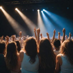 Depiction of the best activities during a concert: immersing in the music, cheering for the artist, singing along, enjoying the lighting show, and sharing the experience with friends