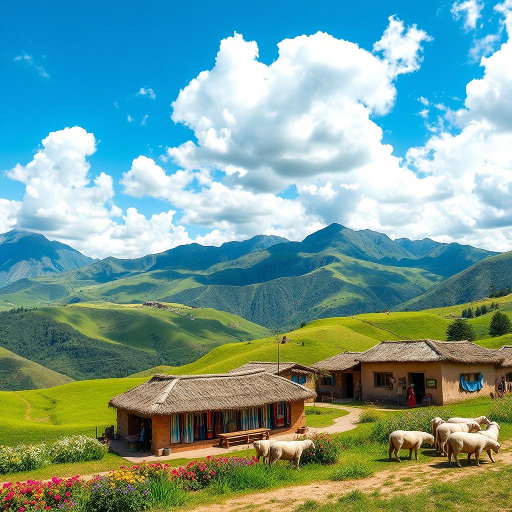 A captivating depiction of Marcapata, a stunning rural area in Peru, showcasing its breathtaking natural beauty