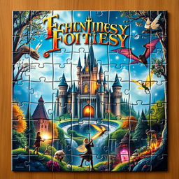 A movie poster designed in a jigsaw puzzle style, featuring an enchanting fantasy theme