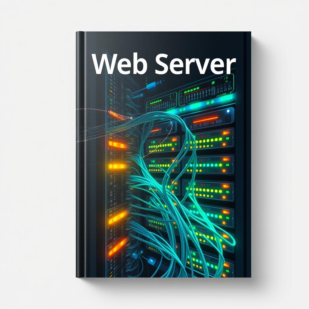 A book cover design featuring the theme of a web server